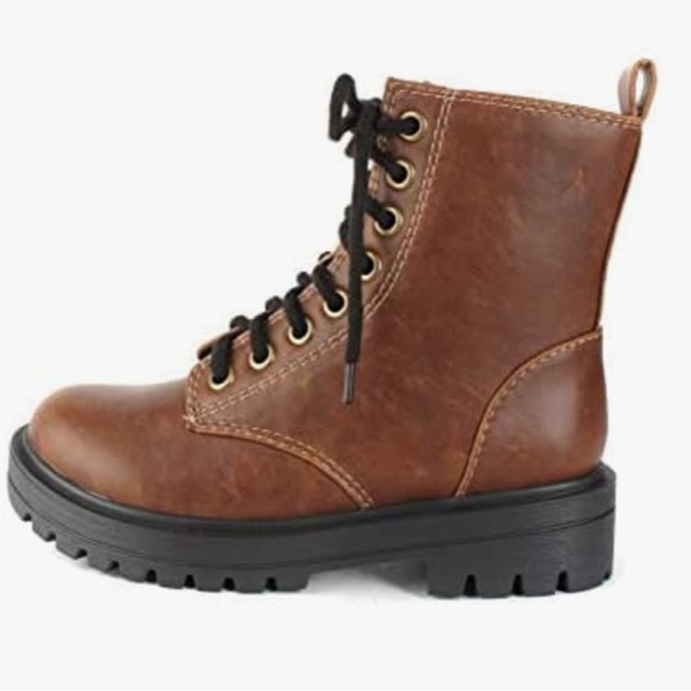 Brown zip up combat boots